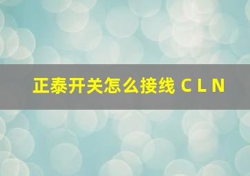 正泰开关怎么接线 C L N